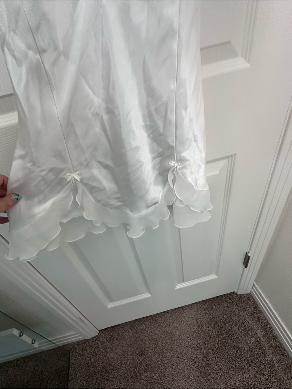 In Bloom by Jonquil White Satin Lace Chemise Nightgown Large - Picture 5 of 11